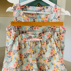 Ladies organic cotton singlet and short set, loungewear set handmade