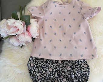 Conjunto de top y pantalones bombachos con lazo en la espalda para bebé/niño pequeño/Liberty of Londo Baby, Colección Emporium