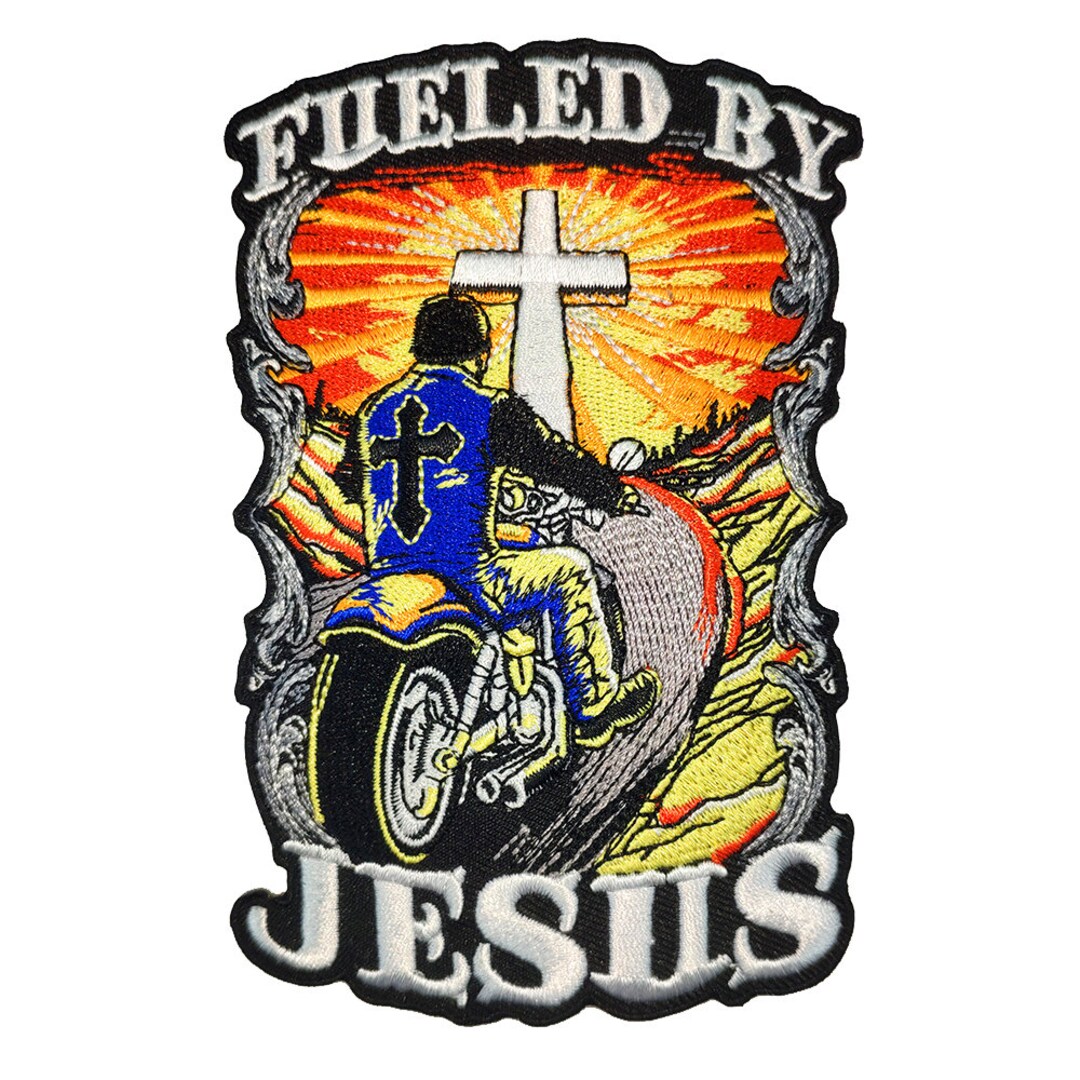Fueled Jesus Motorcycle Embroidery Iron on Patch Appliqued Etsy