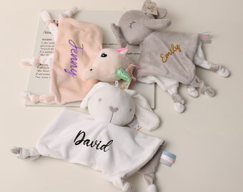 Personalized Baby Lovey, Baby Shower Gift, Animal  Security Blankets,Toy Ideal， Baby Shower Gift