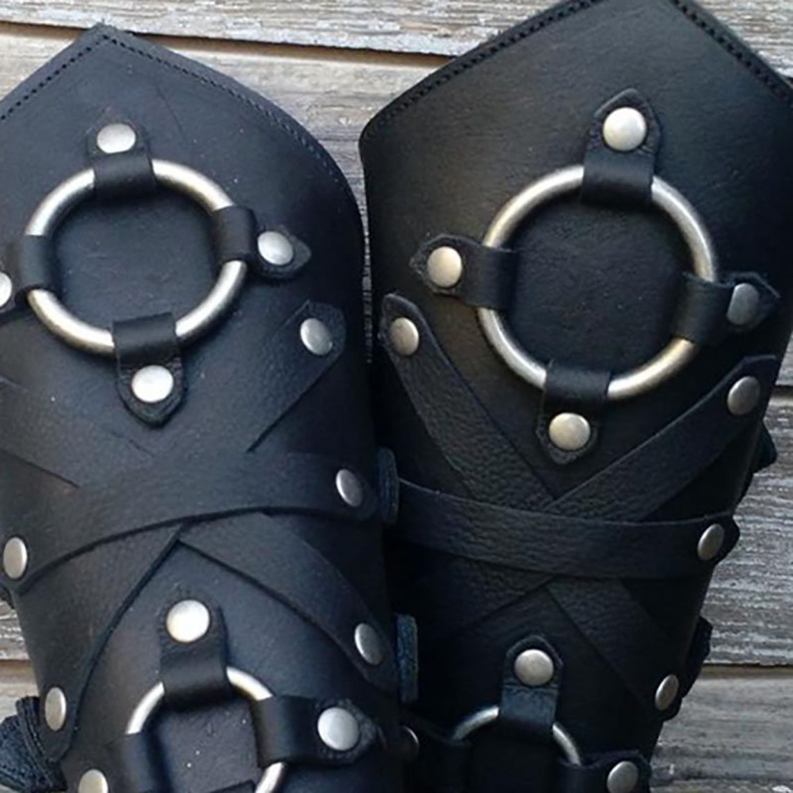 Medieval Steampunk Leather Armor Arm Warmers Viking Knight - Etsy