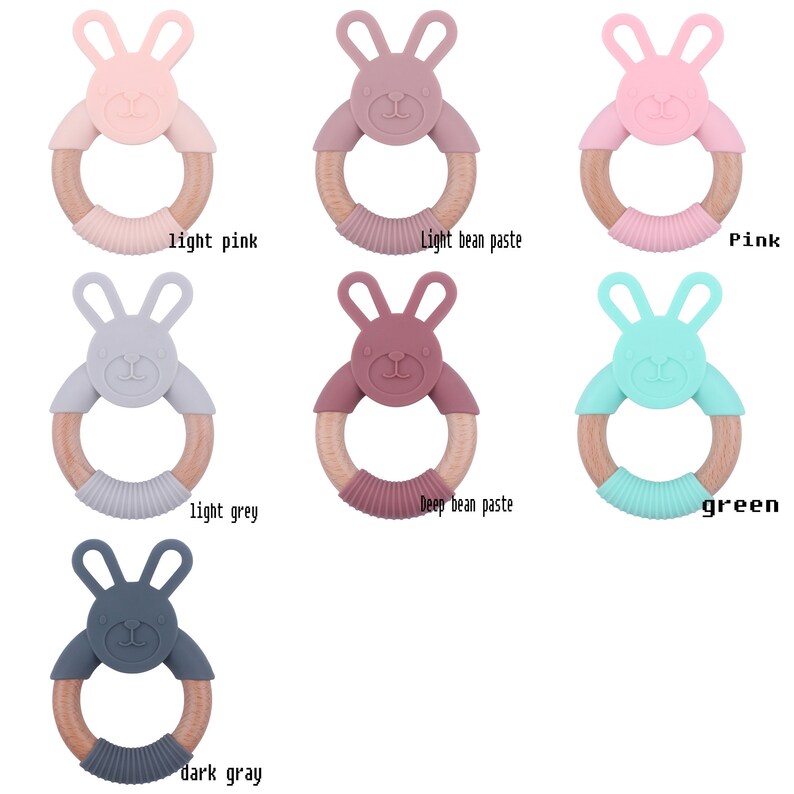 Personalized Bunny Teether Silicone and Wood Teether Engraved Custom ...