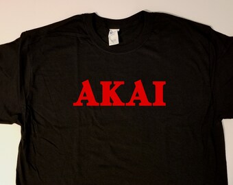 Akai - red on black classic style t-shirt