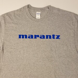 Marantz - blue on grey classic style t-shirt