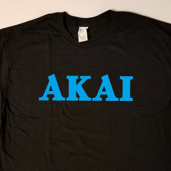 Akai blue on black classic style t-shirt