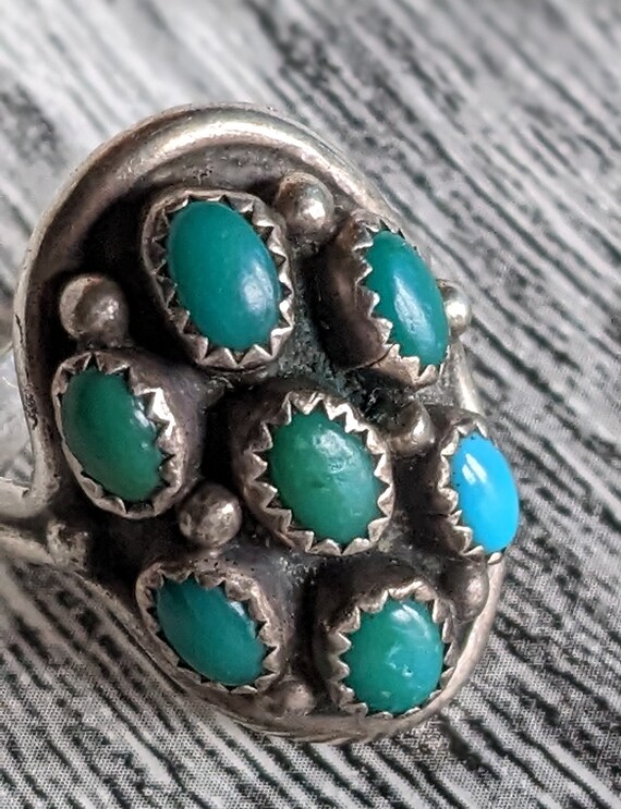 Vtg Turquoise Sterling Silver 1970's Ring - image 2