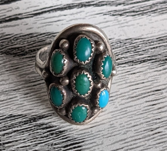 Vtg Turquoise Sterling Silver 1970's Ring - image 6