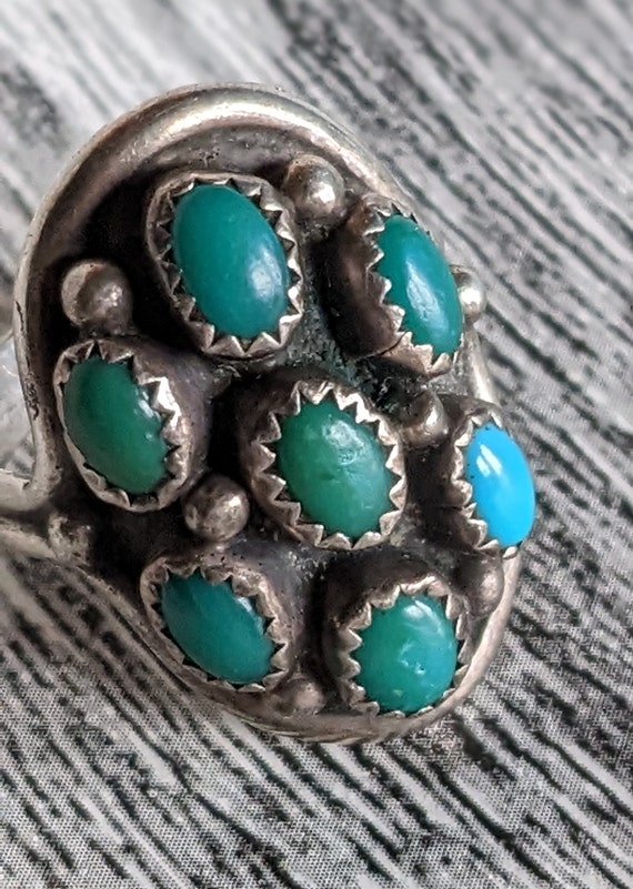 Vtg Turquoise Sterling Silver 1970's Ring - image 5