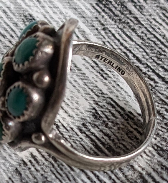 Vtg Turquoise Sterling Silver 1970's Ring - image 3