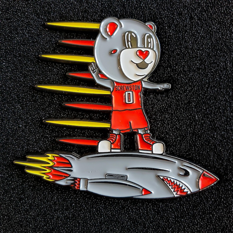 Screwston Rockets Rocket Rider 2 Inch Soft Enamel Pin / Houston Texas Basketball Lapel ...