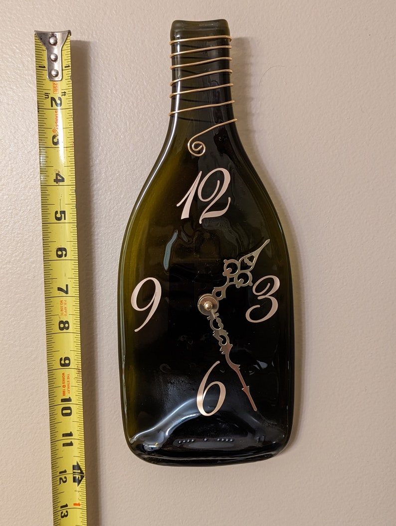 Dark Brown Wine Bottle Wall Clock With Copper Colored Accents Etsy