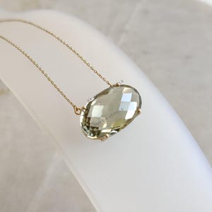 Natural Green Amethyst Pendant, 14K Solid Gold Green Amethyst Pendant, Solid Gold Pendant Necklace, February Birthstone, Christmas Gift