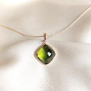 Natural Peridot Pendant, 14K Solid Yellow Gold Peridot Pendant, August Birthstone Pendant, Bezel Set Pendant, Christmas Present