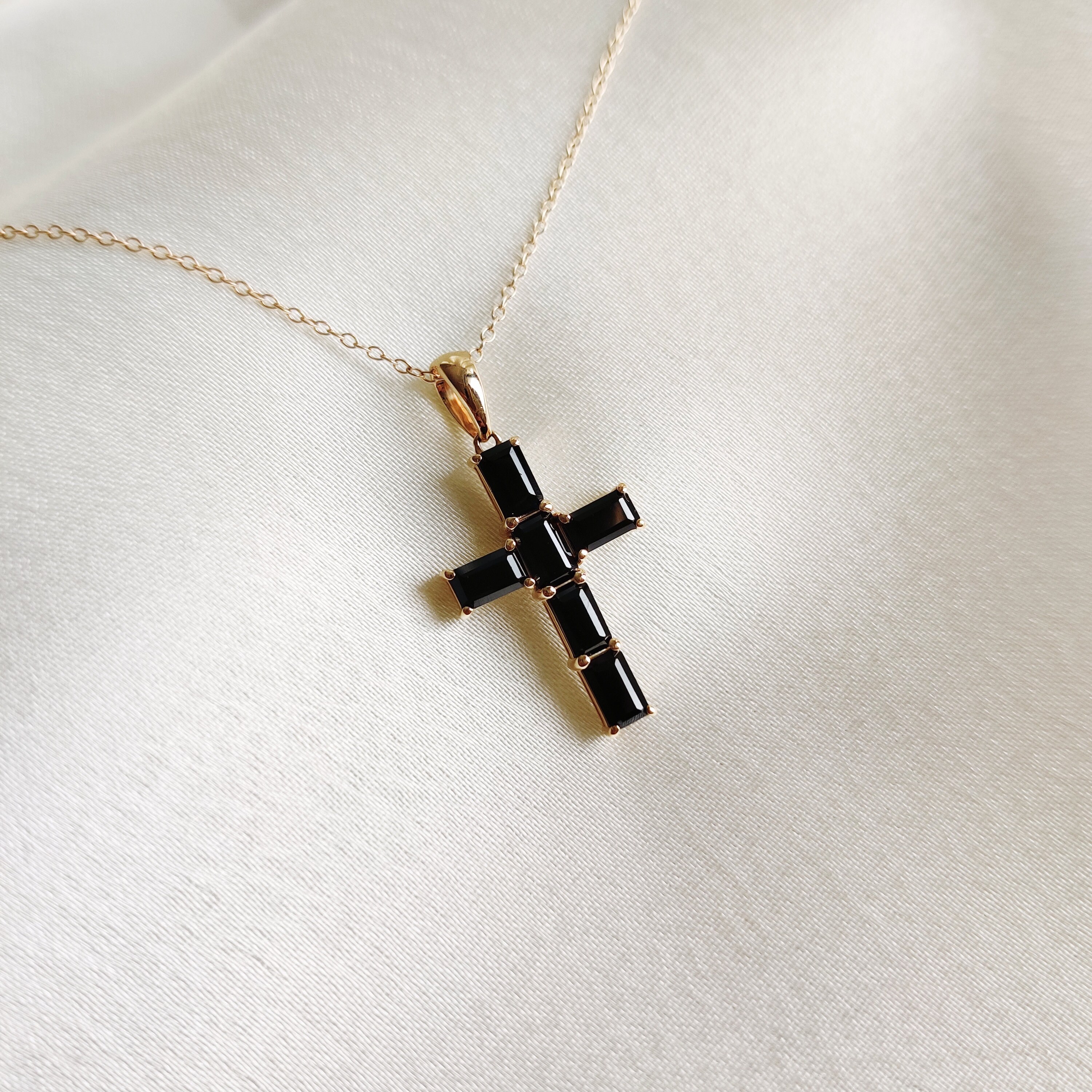 Onyx cross pendant deals