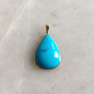 Natural Sleeping Beauty Turquoise Pendant, 14K Solid Gold Yellow Turquoise Pendant, Bezel Pendant, December Birthstone, Christmas Gift