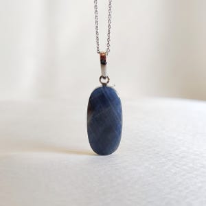 Natural Blue Sapphire Pendant, 14K Solid White Gold Blue Sapphire Pendant, September Birthstone, Valentine&#39;s Day Gift, White Gold Jewelry