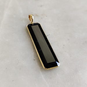 Natürlicher schwarzer Onyx Anhänger, 14K solides Gelbgold schwarzer Onyx Anhänger, Dezember Birthstone Anhänger, schwarzer Onyx Schmuck, Weihnachtsgeschenk