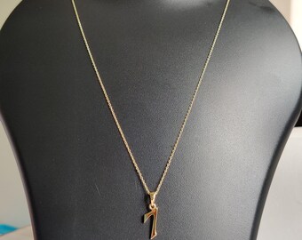 14K Solid Gold Charm Number 7 Pendant, 7 Number Pendant