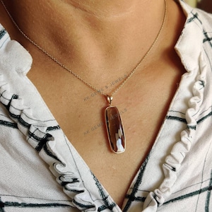 Natural Smoky Quartz Pendant, 14K Solid Yellow Gold Smoky Quartz Pendant, Bezel Pendant, June Birthstone, Christmas Gift, Quartz Jewelry