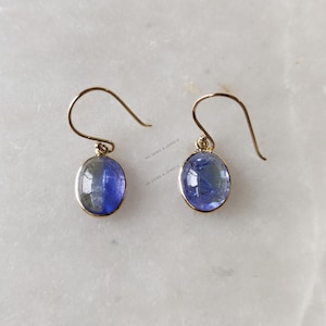 Natural Bi-Color Tanzanite Earrings, 14K Solid Yellow Gold Tanzanite Earrings, December Birthstone, Tanzanite Jewelry, Anniversary Gift