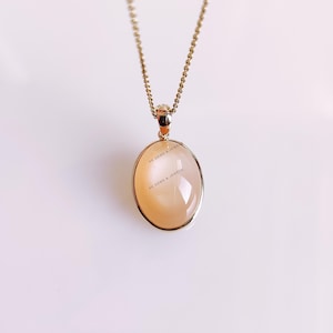 Natürlicher Pfirsich Mondstein Anhänger, 14K Gelbgold Pfirsich Mondstein Anhänger, Juni Geburtsstein, Valentinstag Geschenk, Mondstein Schmuck