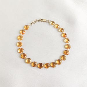 Natural Citrine Bracelet, 14K Solid Yellow Gold Citrine Bracelet, Chain Bracelet, Dainty Bracelet, November Birthstone, Citrine Jewelry