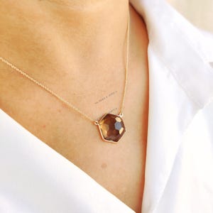 Natural Smoky Quartz Pendant, 14K Solid Yellow Gold Smoky Quartz Pendant, Solid Gold Pendant Necklace, June Birthstone, Birthday Present