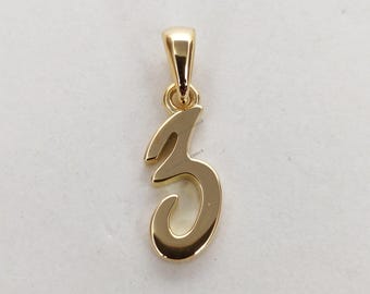 14K Solid Gold Charm Zahl 3 Anhänger, 3 Zahl Anhänger Halskette, Numerischer Anhänger, Gelbgold Anhänger, Geburtstagsgeschenk, Dainty Anhänger