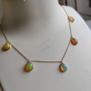 Natural Ethiopian Opal Necklace, 14K Solid Yellow Gold Opal Necklace, October Birthstone, Christmas Present, Natural Ethiopion Opal Jewelry