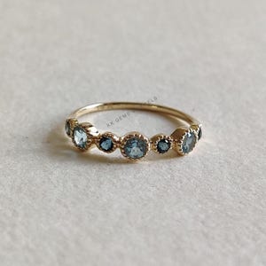 Natural Sky Blue Topaz & London Blue Topaz Ring, 14K Solid Yellow Gold Topaz Ring, December Birthstone Ring, Stackable Ring, Dainty Ring