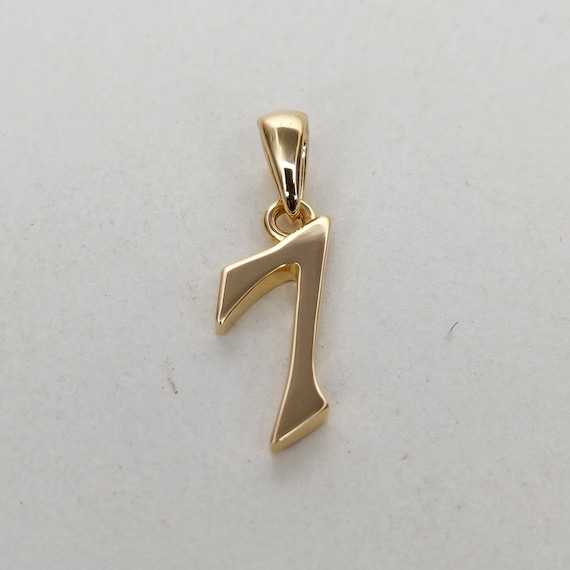 14K Solid Gold Charm Number 7 Pendant, 7 Number Pendant Necklace