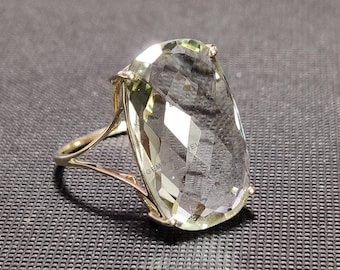 Natural Green Amethyst Ring, 14K Solid Yellow Gold Green Amethyst - Main Image