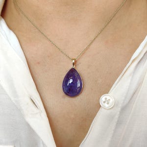 Natural Tanzanite Pendant, 14K Solid Yellow Gold Tanzanite Pendant, Bezel Pendant, Tanzanite Jewelry, December Birthstone, Anniversary Gift
