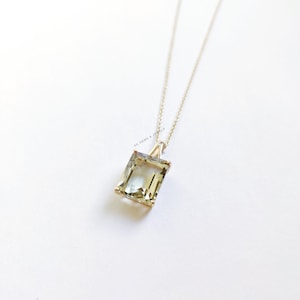 Pendentif améthyste verte naturelle, pendentif améthyste en or jaune massif 14 carats, pendentif octogone en or, pendentif pierre de naissance de février, cadeau de Noël