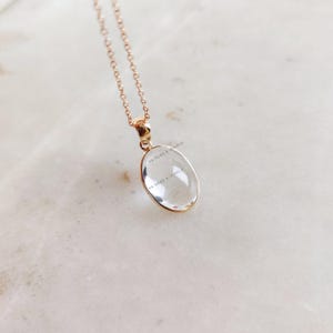 Natural Clear Quartz Pendant, 14K Solid Yellow Gold Clear Quartz Pendant, Bezel Pendant, April Birthstone, Christmas Gift, Quartz Jewelry