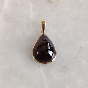 Natural Garnet Pendant, 14K Solid Yellow Gold Garnet Pendant, January Birthstone Pendant, Bezel Pendant, Christmas Gift, Garnet Jewelry