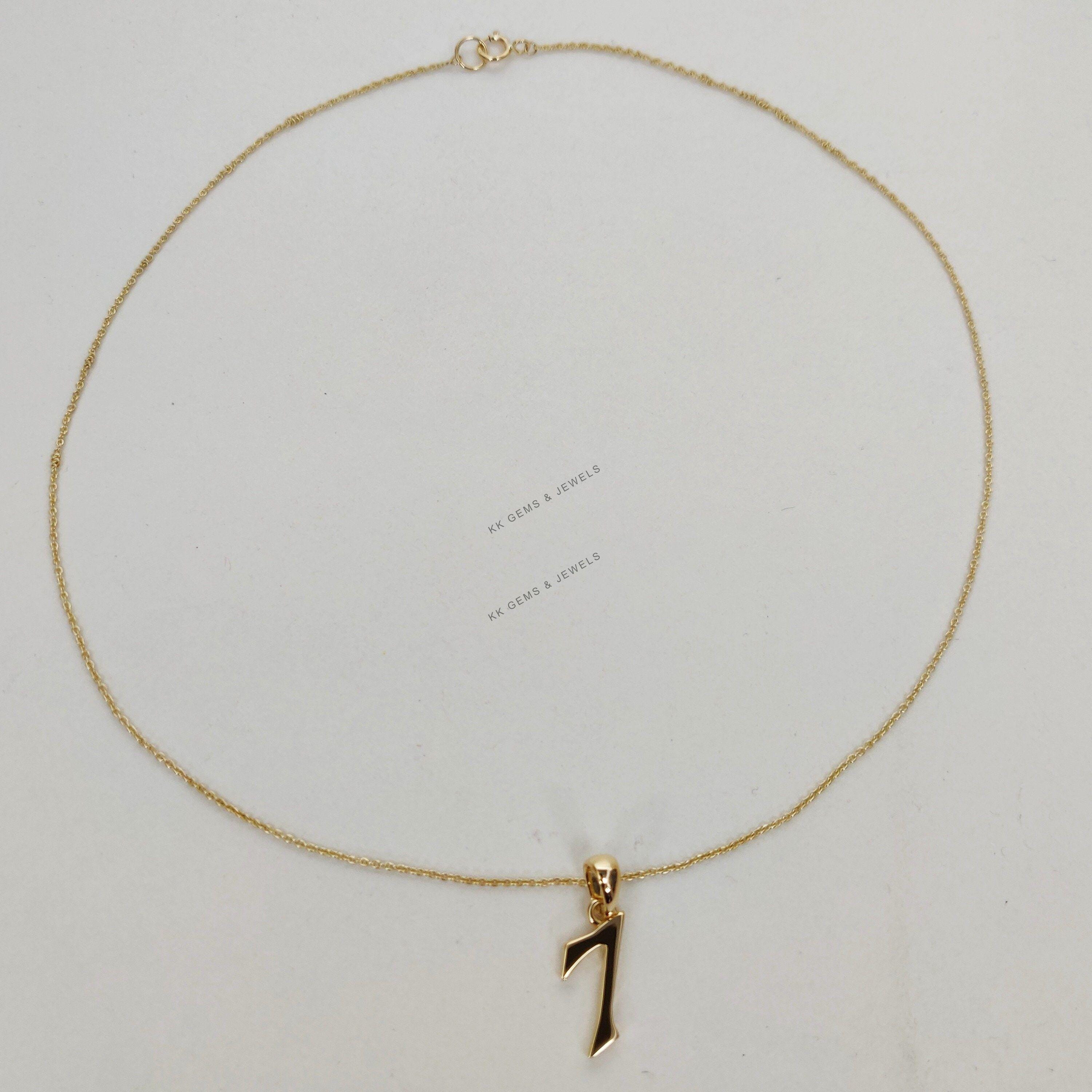 14K Solid Gold Charm Number 7 Pendant, 7 Number Pendant