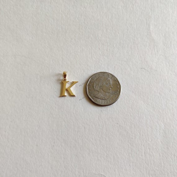 14 Karat Gelbgold Anfangsbuchstabe K Charm Anhänger 0,91 Zoll