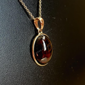 Natural Garnet Pendant, 14K Solid Yellow Gold Garnet Pendant, January Birthstone Pendant, Bezel Pendant, Christmas Gift, Garnet Jewelry
