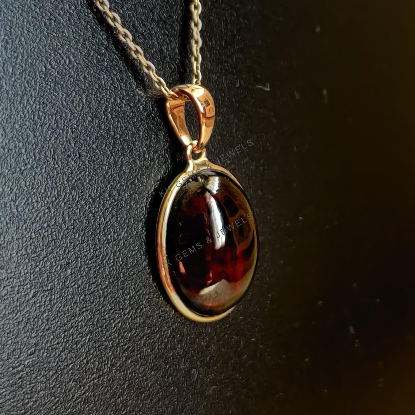 Natural Garnet Pendant, 14K Solid Yellow Gold Garnet Pendant, January Birthstone Pendant, Bezel Pendant, Christmas Gift, Garnet Jewelry