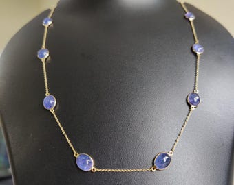 Natural Tanzanite Necklace, 14K Solid Yellow Gold Bezel Pendant