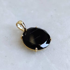 Natural Black Onyx Pendant, 14K Solid Yellow Gold Black Onyx Pendant, December Birthstone Pendant, Black Onyx Jewelry, Christmas Present