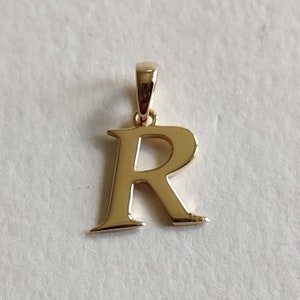 14K Gold Initial R Pendant, Solid Yellow Gold Initial R Charm Pendant, Gold Charm Pendant, Alphabet R Pendant, Birthday Gift, Letter Pendant