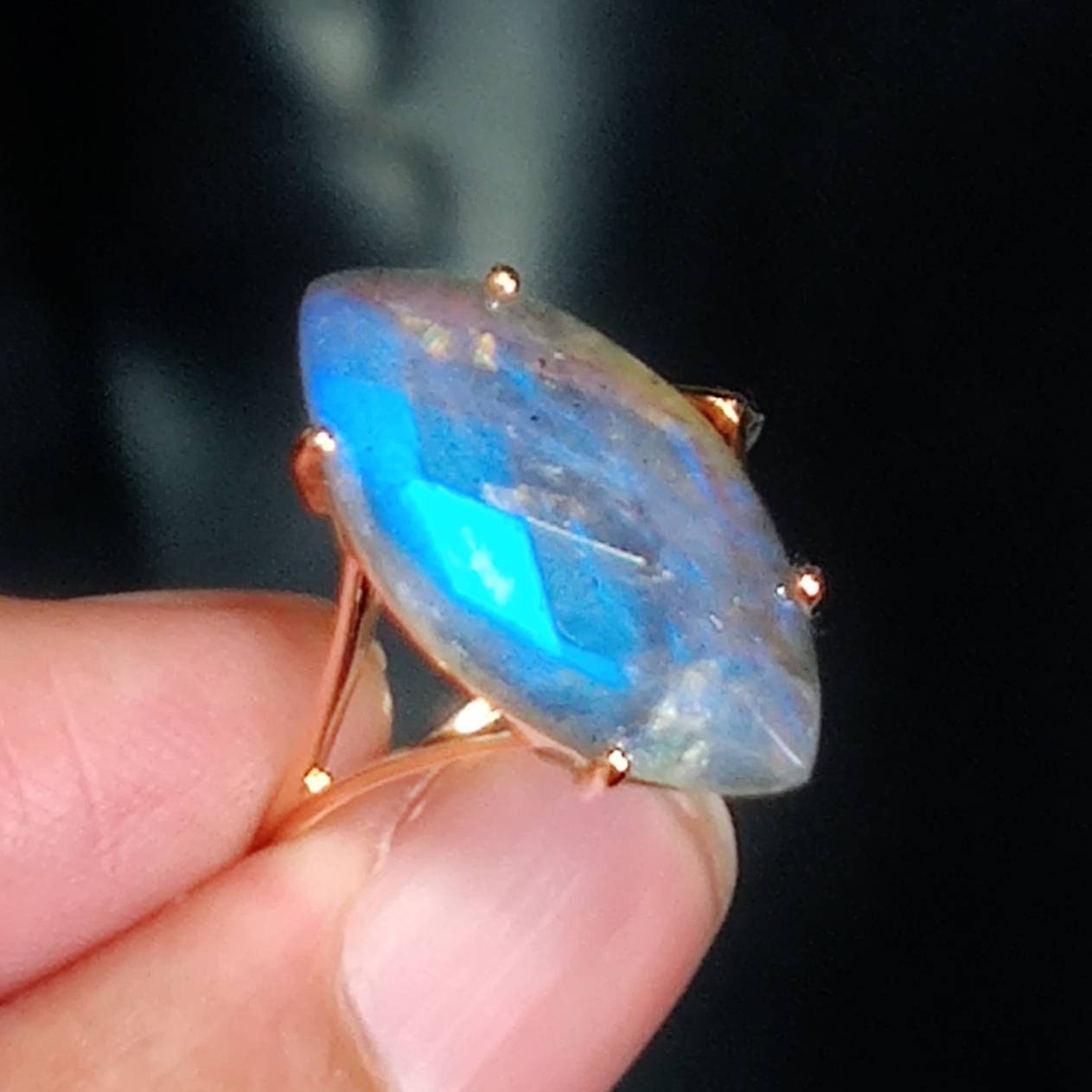 14K Yellow Solid Gold Gemstone Ring Natural Blue Labradorite | Etsy