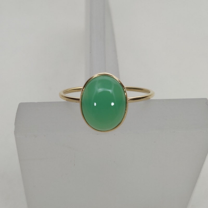 Sterling Silver & 14K Yellow Gold Chrysoprase Ring