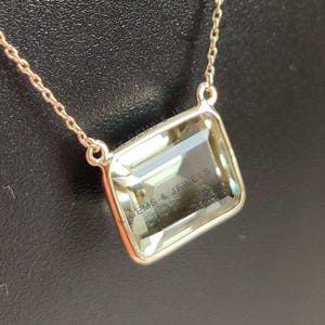 Natural Green Amethyst Pendant, 14K Solid Yellow Gold Green Amethyst Pendant, Octagon Necklace, February Birthstone, Anniversary Present