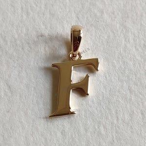 14K Gold Initial F Pendant, Solid Yellow Gold Initial F Charm Pendant, Gold Charm Pendant, Alphabet F Pendant, Birthday Gift, Letter Pendant