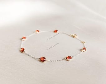 オレンジサファイアサンレイブレスレット：ハンドメイドスターリング