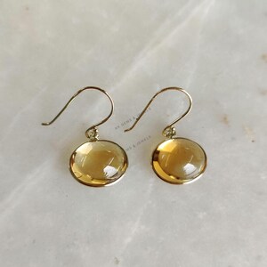 Natural Citrine Earrings, 14K Solid Yellow Gold Citrine Earrings, November Birthstone Earrings, Citrine Jewelry, Christmas Present