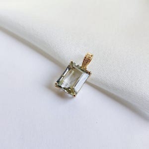 Pendentif améthyste verte naturelle, pendentif en or jaune massif 14 carats, pendentif pierre de naissance de février, pendentif améthyste verte en or, cadeau de Noël